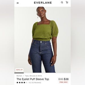 Everlane “The Eyelet Puff Sleeve Top” size Small